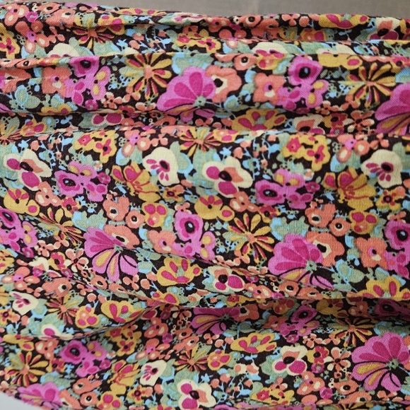 LOBAS Ditsy Floral Boho Flowy Shift Long Sleeve Mini Dress. Pink Multi. Size Med - Picture 3 of 14